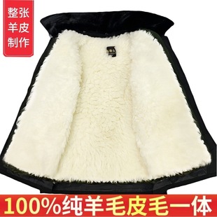 Winter middle-aged and elderly wool cotton-padded jacket men's fur one coat sheepskin jacket thickened inner container cotton-padded jacket cotton-padded jacket father's outfit
