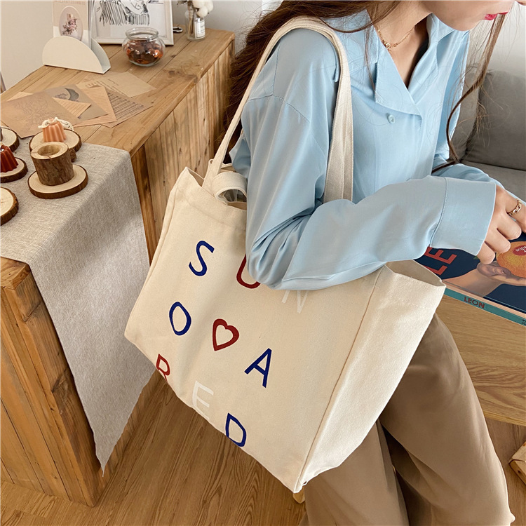 03295 Casual canvas bag, cute girl Japanese style bag, Harajuku chic student large capacity single-shoulder bag undefined