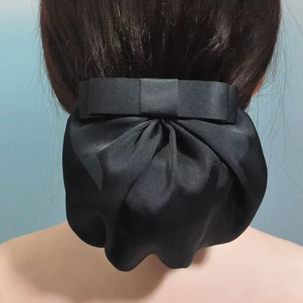 New Double-layer One-character Black Cloth Bag Hair Net Simple Fashion Hair Flower Professional Work Clothes Accessories Women's Hair Net