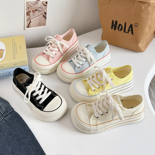 Canvas Shoes for Women 2025 Autum Student K-Style Cute Breathable Sneakers Thick Sole Versatile Sports Casual Shoes White Shoes