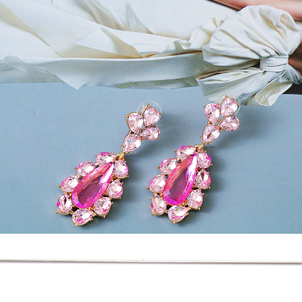 Fashion New Large Color Diamond Ornament Female Alloy Earrings display picture 5