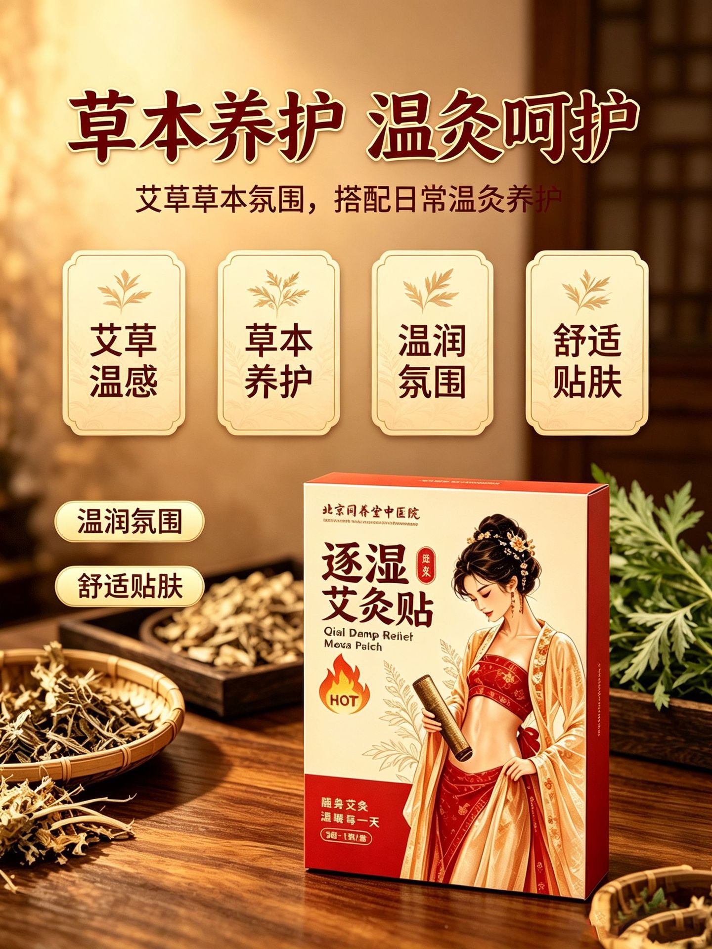 Zhu Shi Moxibustion Patch Wormwood Warm Belly Patch for Abdominal Care 2 Patches per Box key features