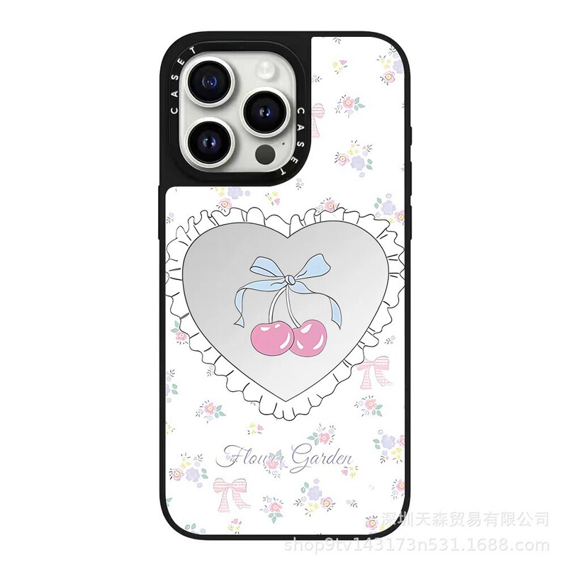 CASET 共同ブランドのピンクのストライプ Apple iPhone16ProMax 携帯電話ケース 15pro トレンディなブランド 13 ミラーに適しています|undefined