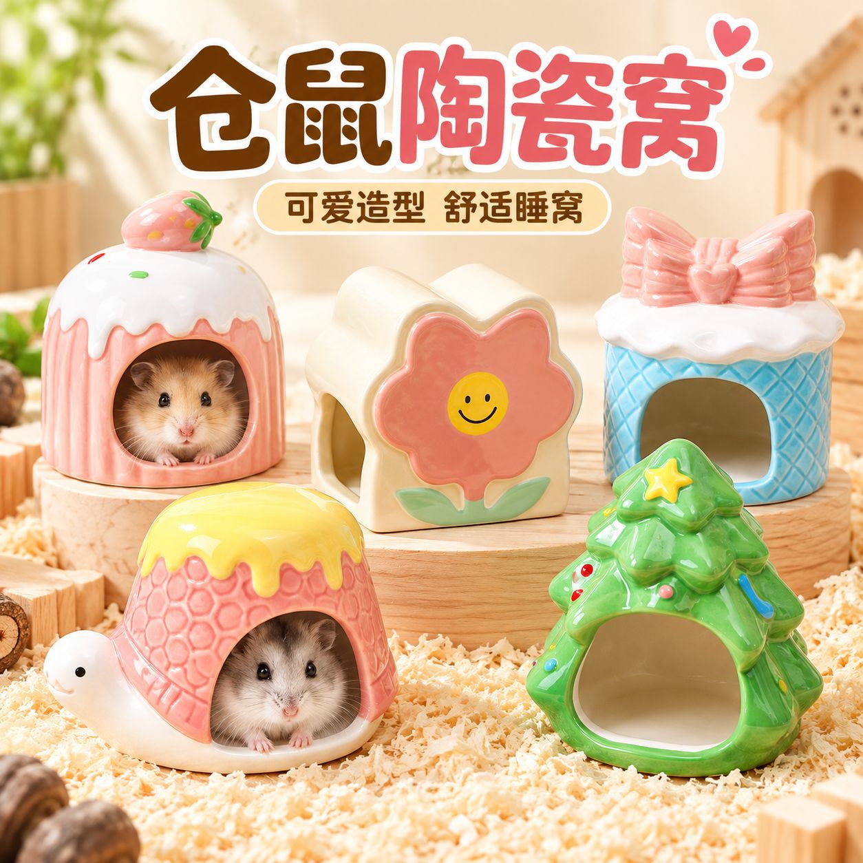 Hamster ceramic nest cake shape to cool down in summer and escape…