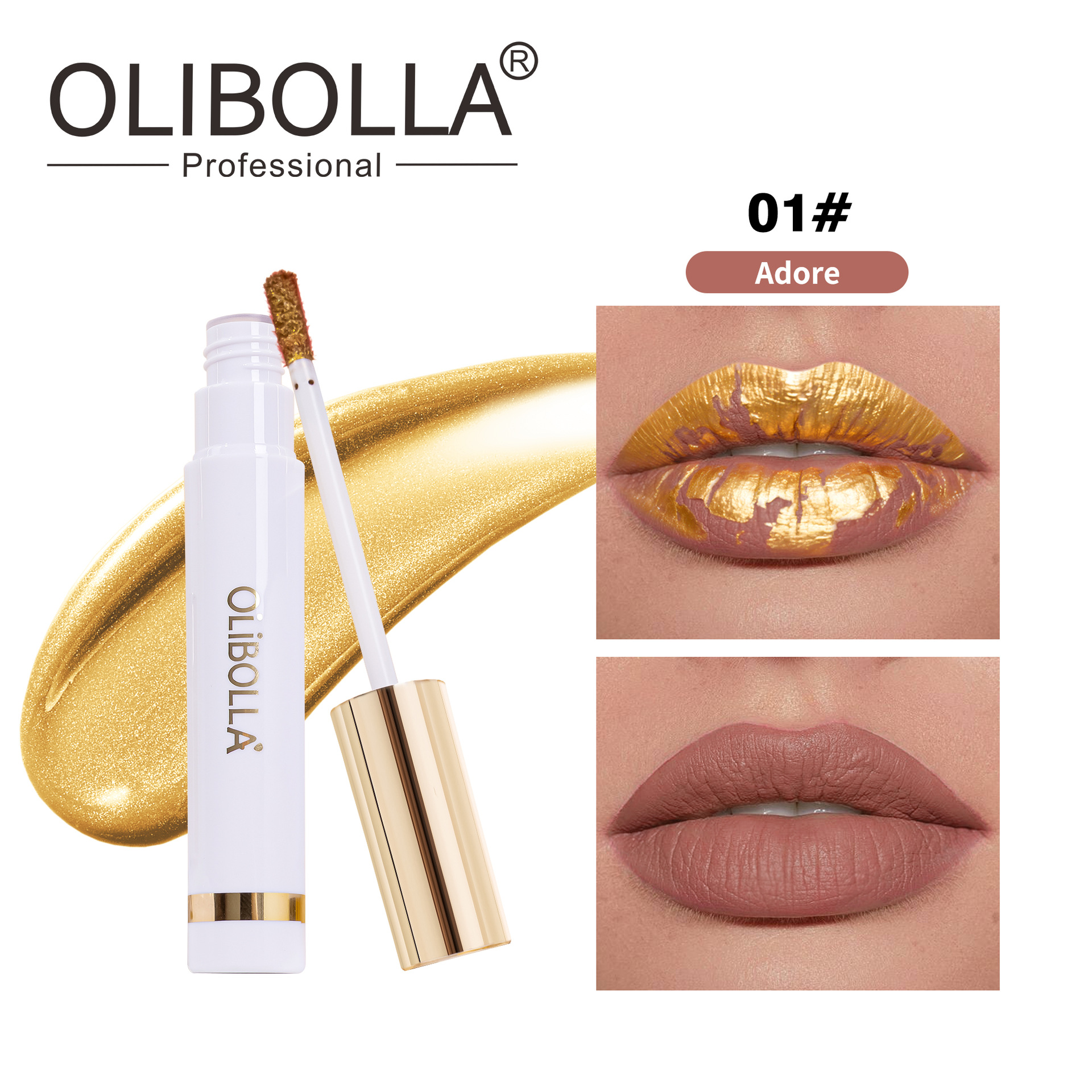Mascarilla labial transfronteriza de oro 24K, brillo labial peel-off, color de larga duración, no se pega a la taza, esmalte labial peel-off.