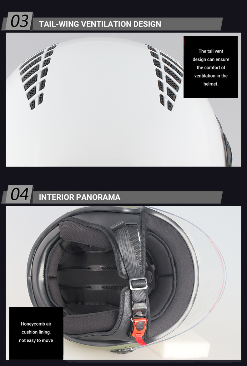 Electric Motorcycle Helmet Lightweight Retro Cruiser Helmet Unisex