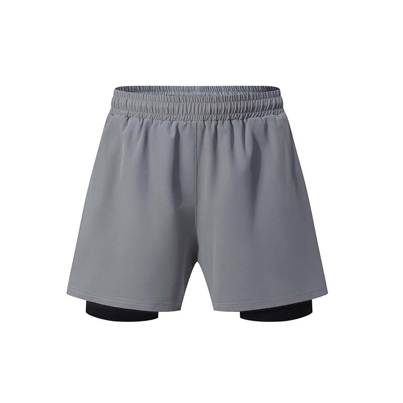 Pantalones cortos de secado rápido de doble capa para hombres de verano fitness pantalones de entrenamiento multibolsillos transpirables de alta elasticidad en stock al por mayor
