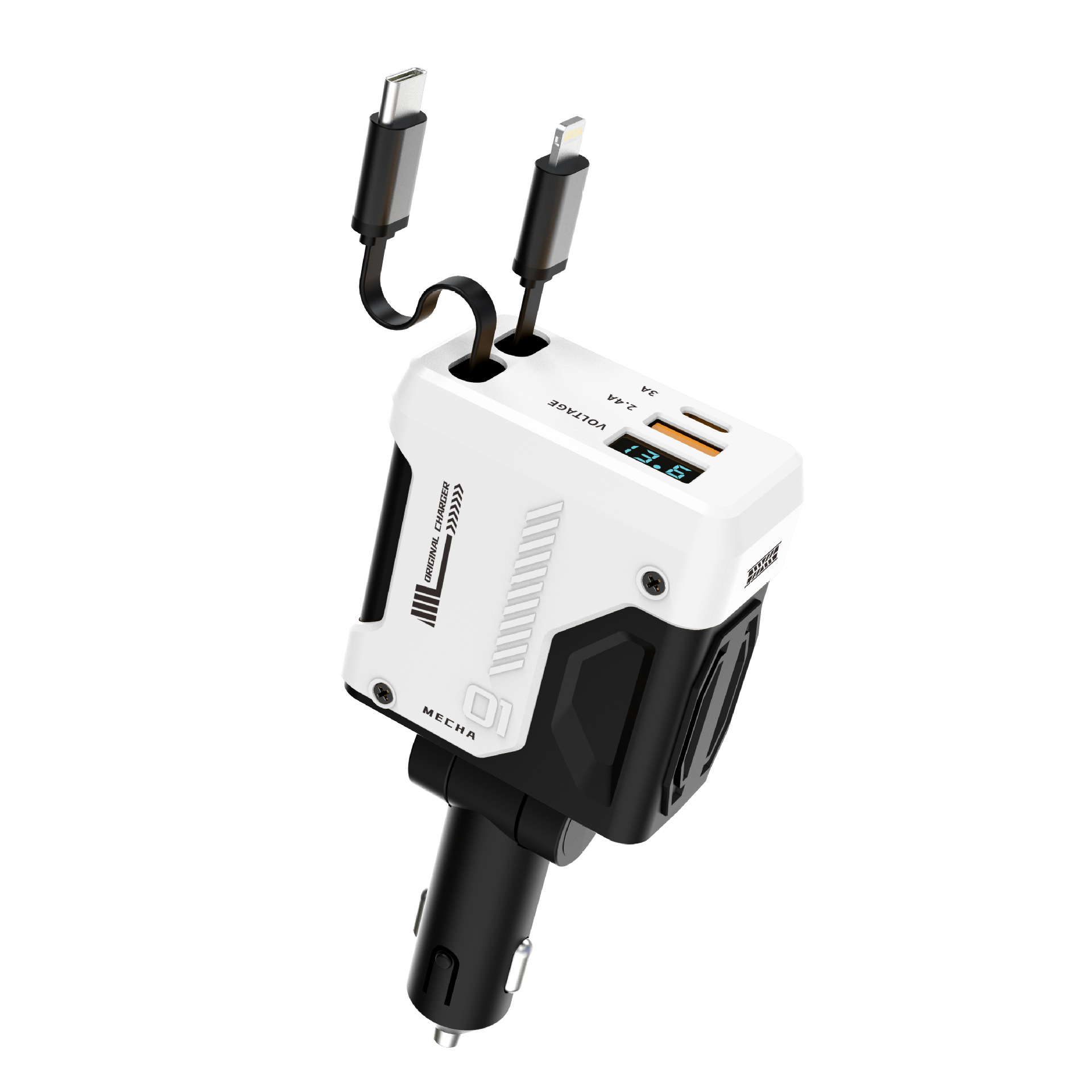 cable telescópico un remolque cuatro cargador rápido de automóvil cargador de automóvil encendedor de cigarrillos enchufe de conversión pd detección de voltaje cargador de automóvil image 9