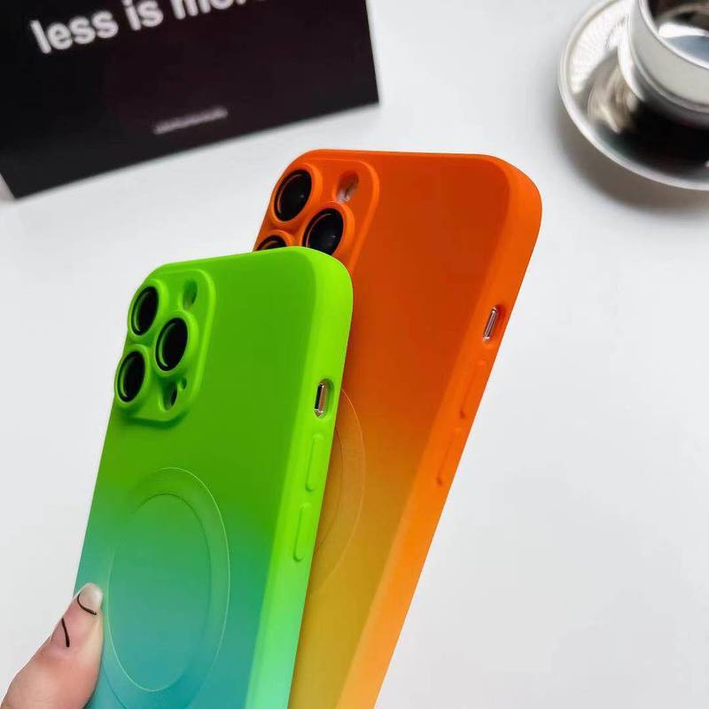 iPhone17 Pro Max用ケース、液体グラデーションツートンカラー、マグネット式、レンズフィルム付き、Apple 16保護ケース|undefined