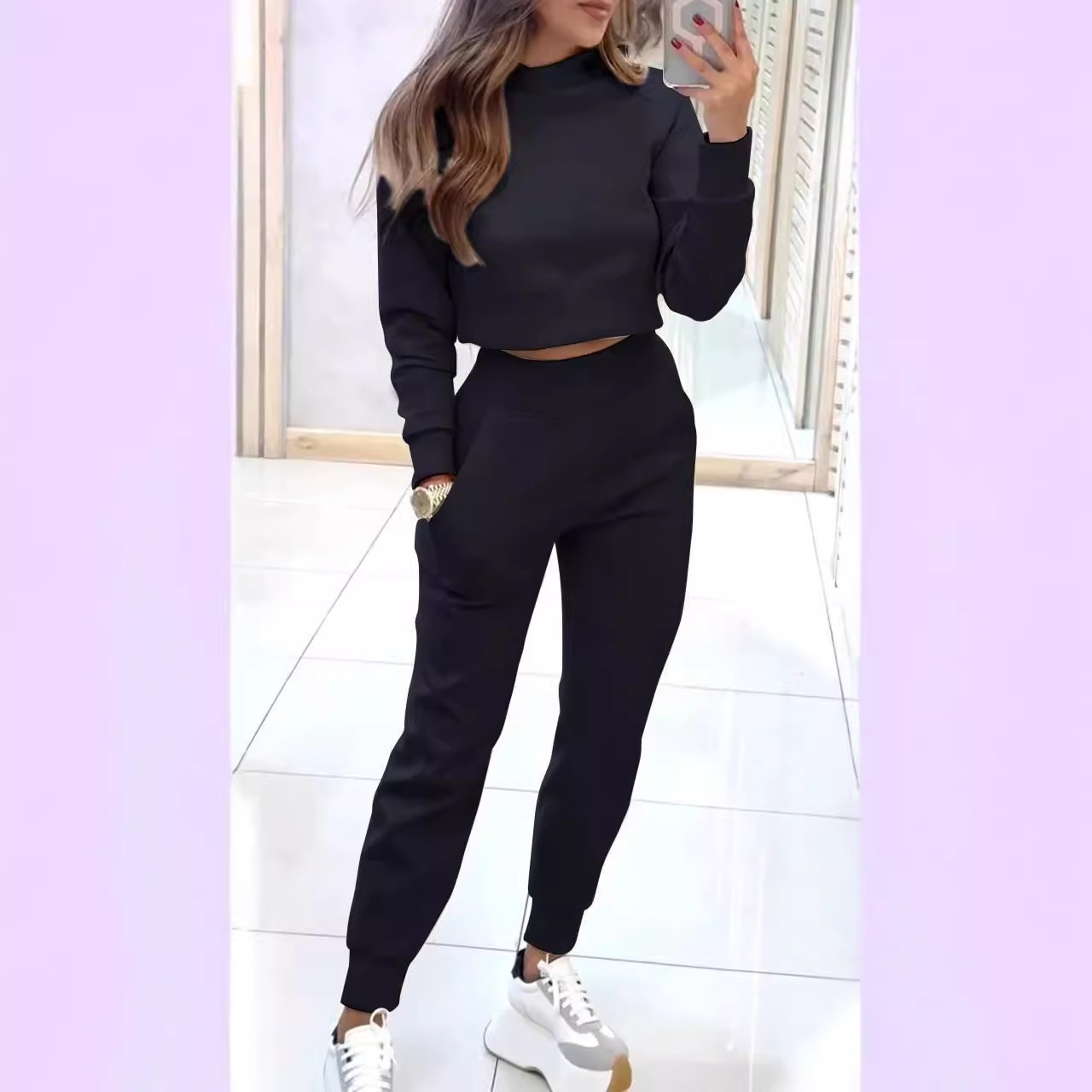 Women's Clothing New Style_Autumn and Winter Women's High necked Slim Long sleeved Casual Suit_ipsvogv.com