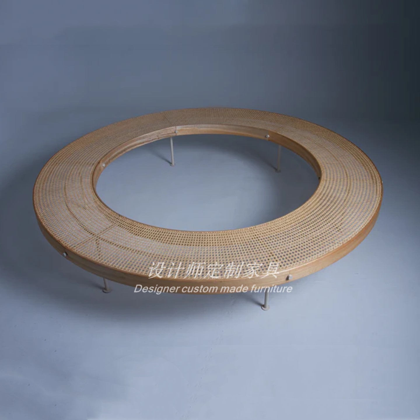 Vintage-style creative solid wood and rattan round island stool for restaurants, cafes, and shopping mall leisure areas