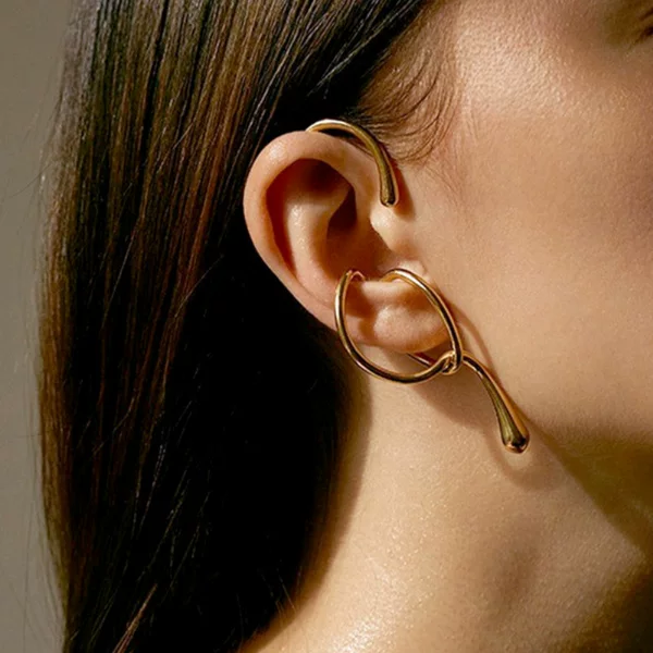 European and American Hot-Selling Geometric Ear Cuffs for Women, Exaggerated Personality Ear Hooks, Ins Style Ear Clips, Non-Pierced Earrings Wholesale