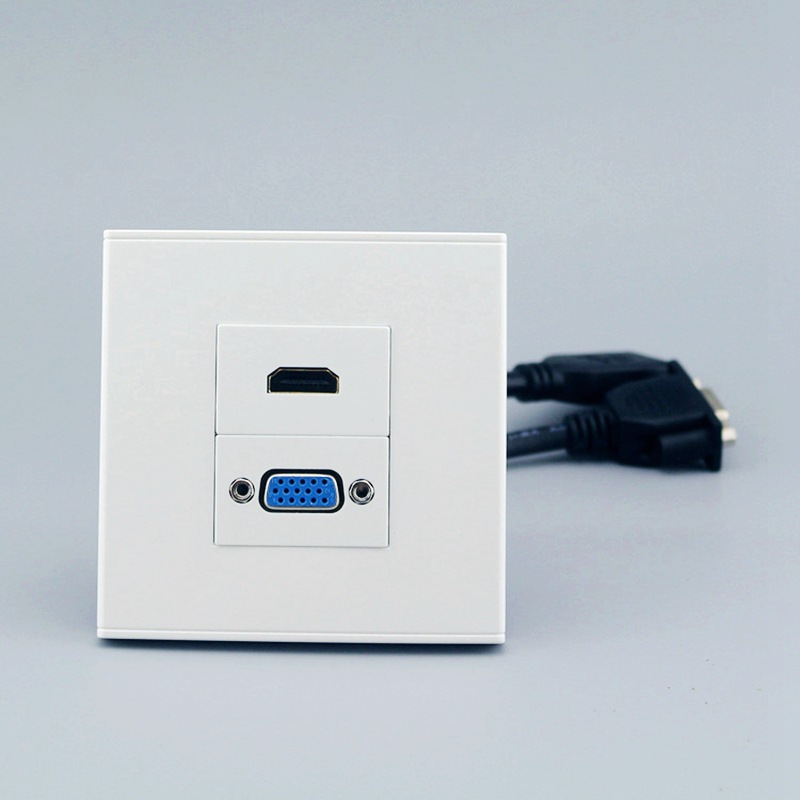 86型VGA带线+HDMI高清带线母对母直插面板 母头VGA电脑+HDMI插座