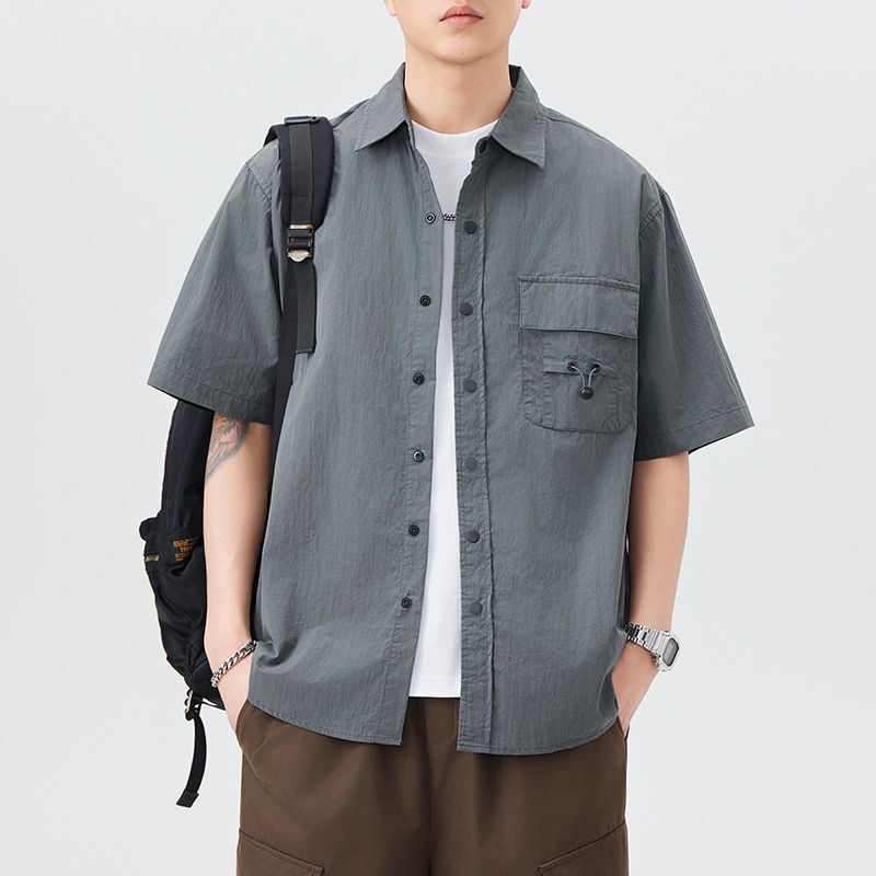 Mountain Outdoor Short-sleeved Shirt Men's High-end Sense Single Button Spring and Summer 2025 New Pocket Clothes All-match plus size Thin