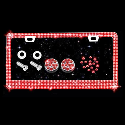 License plate holder/license plate holder: Plate Frame, Car Accessories, Cross-Border Model - red-diamond-1-piece