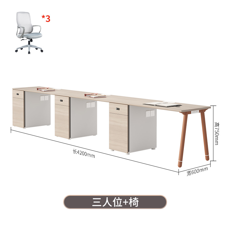 Mesa de oficina del empleado, asiento de tarjeta doble para cuatro o seis personas, combinación simple de mesa y silla de oficina moderna
