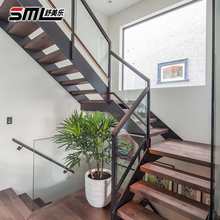 室内钢木双梁楼梯跃层别墅阁楼用loft轻奢复式整体成品楼梯