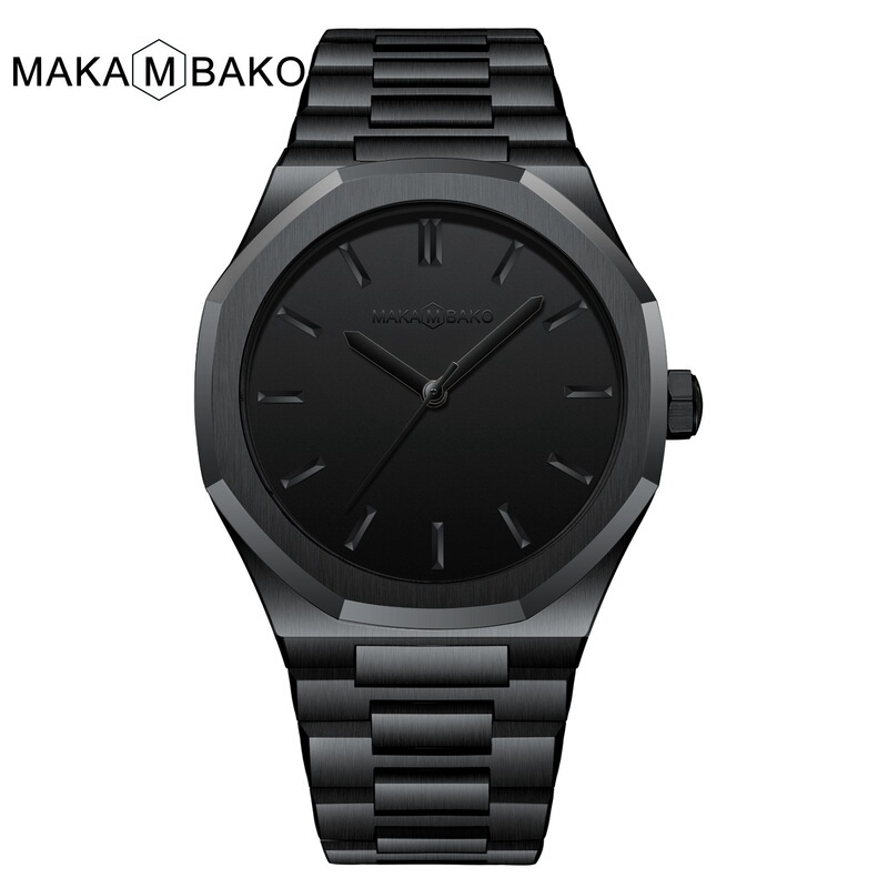 Japanese Meiyouda movement polygonal stainless steel strap black waterproof Hannah Martin brand watch
