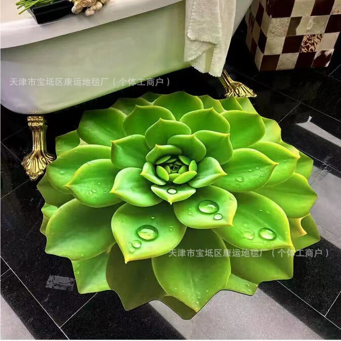 立体多肉花卉软硅藻泥地垫浴室吸水速干地垫卫浴厨房门口防滑地垫|undefined