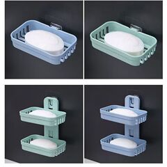 双层肥皂盒免打孔浴室壁挂香皂盒沥水卫生间香皂架家用肥皂架