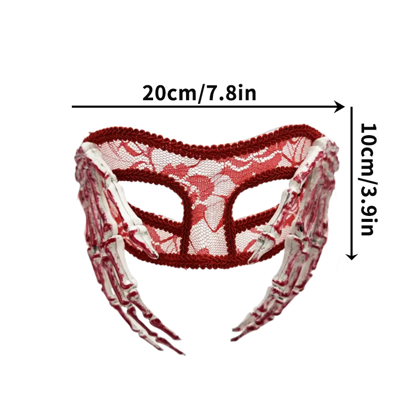 Amazon nuevo esqueleto mano máscara de encaje cabeza plana máscara translúcida Halloween accesorios de fiesta
