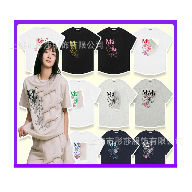 2025 新ゴールドハイシルバー同スタイルマルディ半袖デイジー Tシャツダックスフントカップル多用途トップ女性ルーズ|undefined