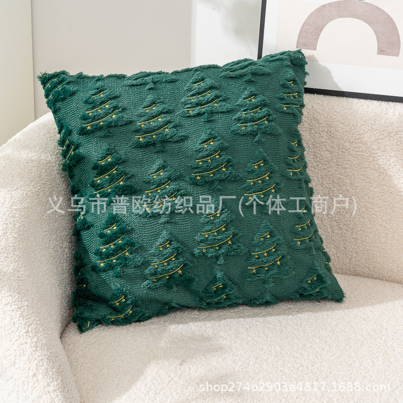 跨境抱枕套 现货圣诞树抱枕套圣诞树五角星抱枕亚马逊靠枕腰枕套|undefined
