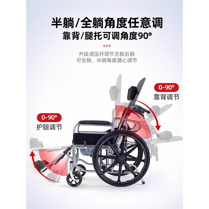 轮椅车老人专用折叠轻便小瘫痪便携带坐便老年代步手推车|undefined
