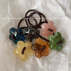 質感水墨の木目のアクリルの花の髪の輪のファッションの数珠の髪のひもの馬尾は髪の毛の筋のひもの女性を刺します。