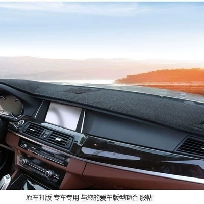 Suede car dashboard center console anti-glare mat, non-slip sunshade, heat-insulating front desk mat, sun protection mat (Günəş əleyhinə siperlik) - polyester-style-front-cover-black-with-black-edges-note-vehicle-model