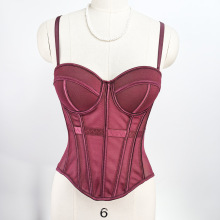 欧美纯欲鱼骨胸衣针织网纱纯色吊带背心显瘦美背带胸垫外穿胸衣