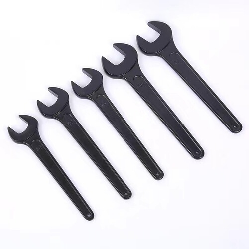 Single-head open-end wrench, heavy-duty dull wrench, knock-on black wrench, high-carbon steel extended single-head fork wrench wholesale