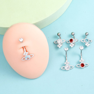 Cross-border e-commerce Saturn belly button nail rewind belly button constellation super flash color belly button ring puncture jewelry manufacturers