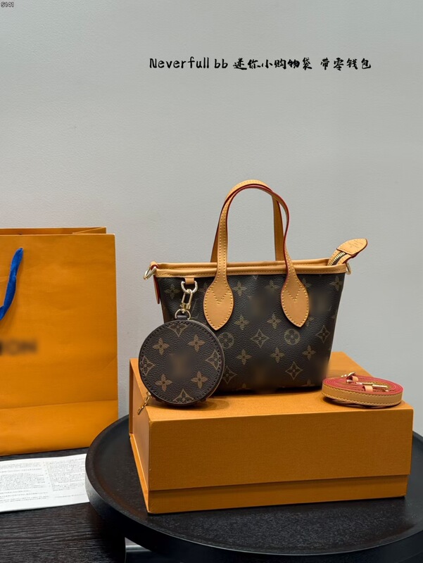 跨境新款超迷你NEVERFULL BB购物袋老花托特包子母包女包一件代发|undefined