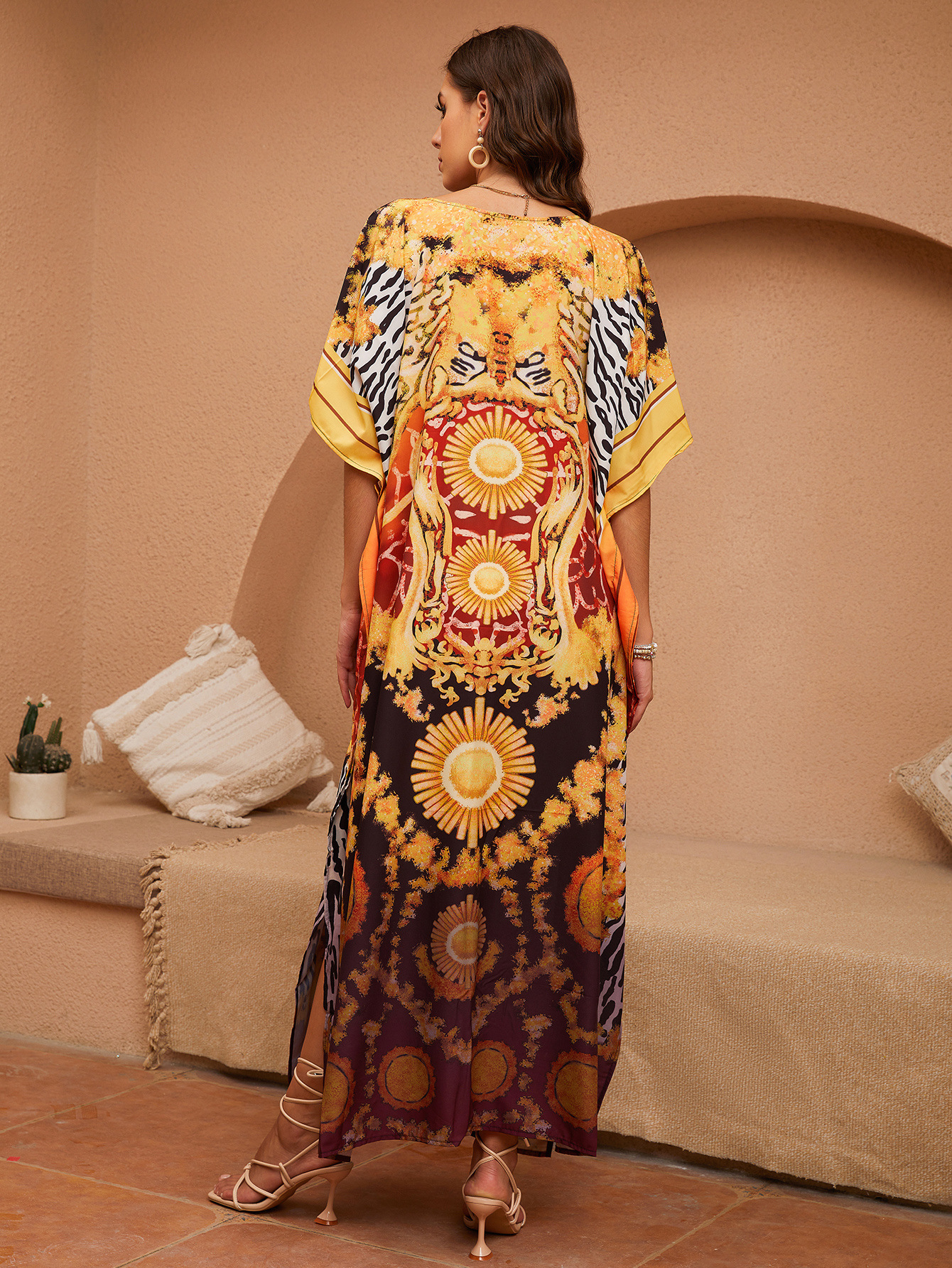 Transfronterizos nacional impresión vestido de playa camiseta de protección solar vestido de vacaciones de playa bikini trajes de baño camiseta 5D10