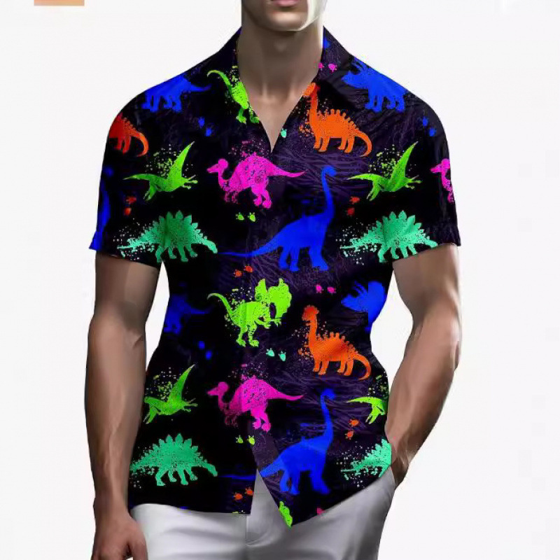 2026 Hot-Selling Four-Way Stretch Men's Shirt 3D Sublimation Trendy Brand Cardigan Short-Sleeve Anti-Wrinkle Cool Feel