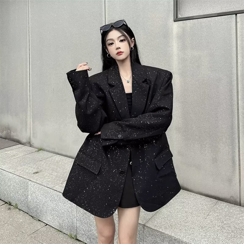High-End Luxury Sequin Blazer for Women, Trendy Korean Style, Loose Fit, High Street Fashion, Niche Designer Top High-End Luxury Sequin Blazer for Women, Trendy Korean Style, Loose Fit, High Street Fashion, Niche Designer Top