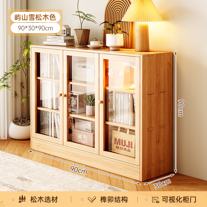 [아크릴 고투명 3도어 장붓구멍 및 장부 가공] 90*30*90CM (무도장 소나무)