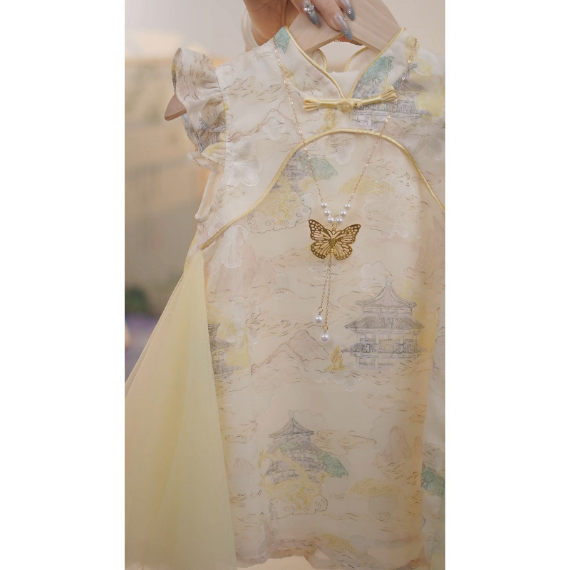 现货SC372【山河赋】（不带挂饰）女童夏季新中式2025新款国风旗|undefined