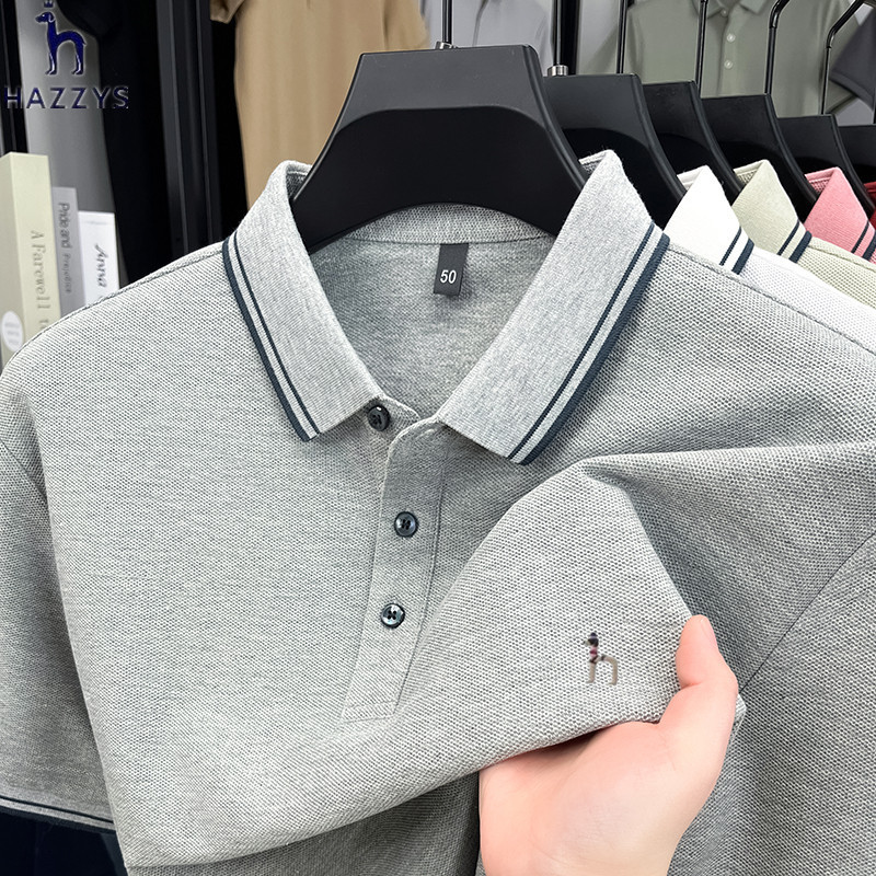 Hazzysハギスpoloシャツメンズ夏新作カジュアルスリムtシャツシンプルおしゃれメンズ上着|undefined