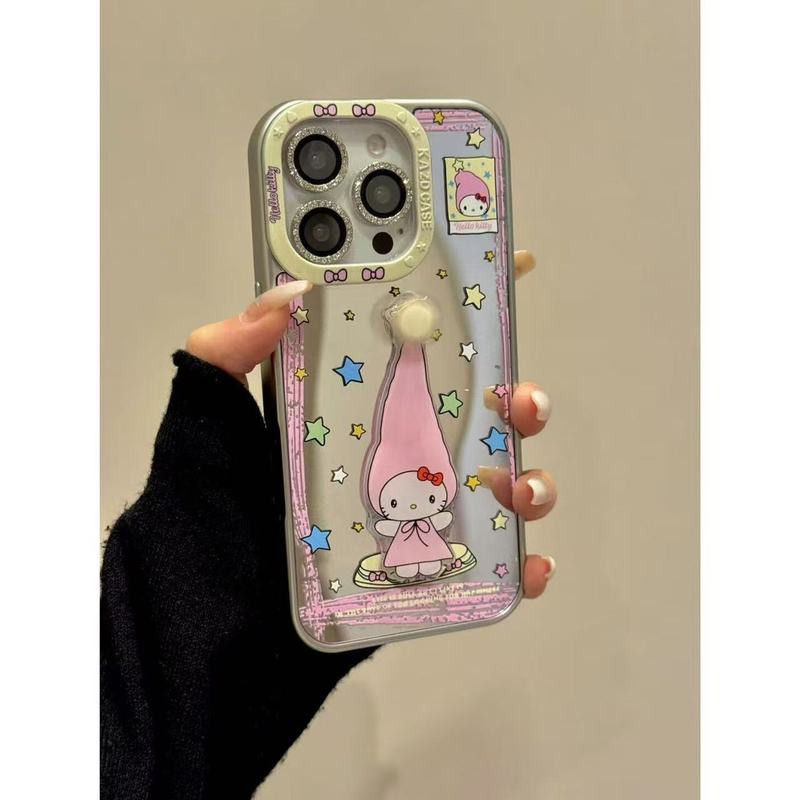 卡通镜面长帽猫咪星星宝宝转转适用iphone16promax苹果15手机壳14|undefined