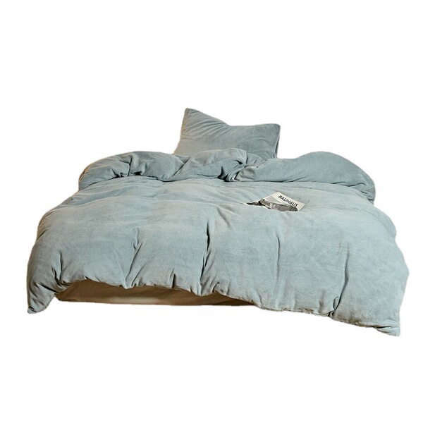 Solid color winter double-sided coral flannel duvet cover