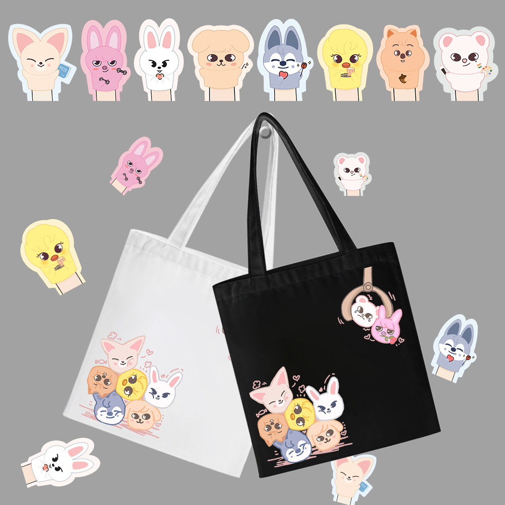 skzoo帆布袋抓娃娃印花 流浪儿童stay kids防丢拉链逛街单肩女包