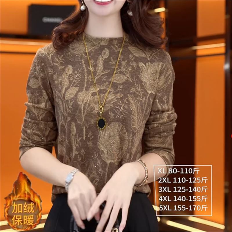 Trendy Retro Printed Fleece Base Shirt Top for Dropshipping, New Fashion for Autumn and Winter 2025