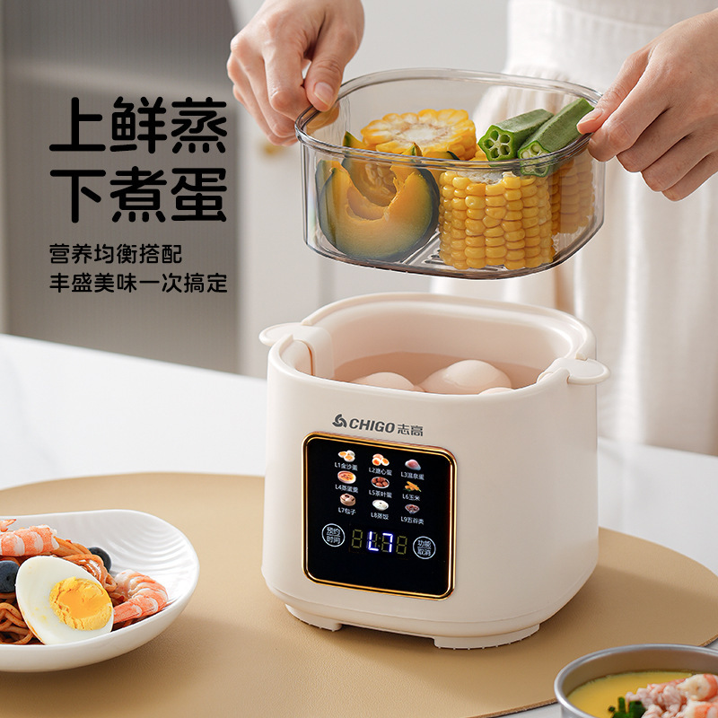 志高煮蛋器蒸蛋器温泉蛋溏心蛋家用多功能智能预约一体早餐电蒸锅|undefined