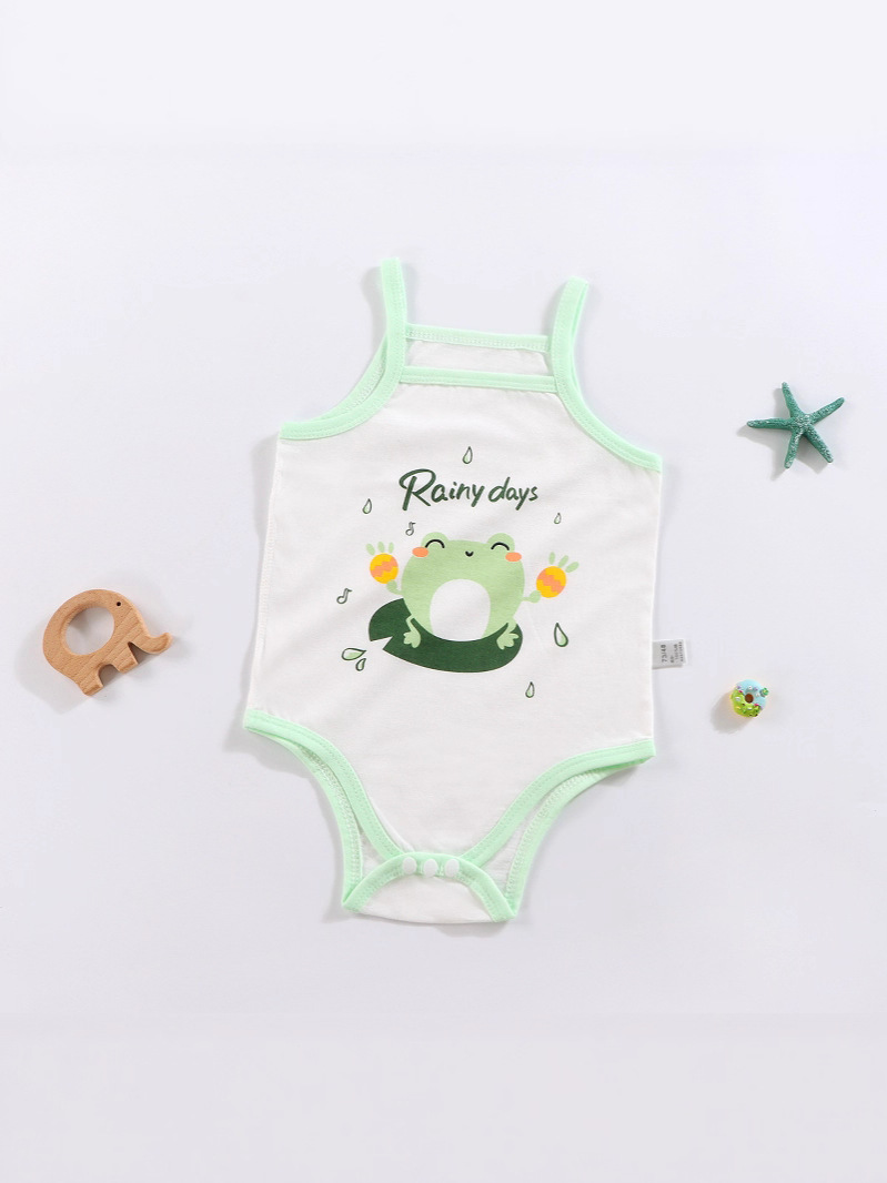 Bebé sin mangas cinturón de peldaño unido ropa de escalada de algodón recién nacido bebé triángulo protector de abdomen de verano delgado image 3
