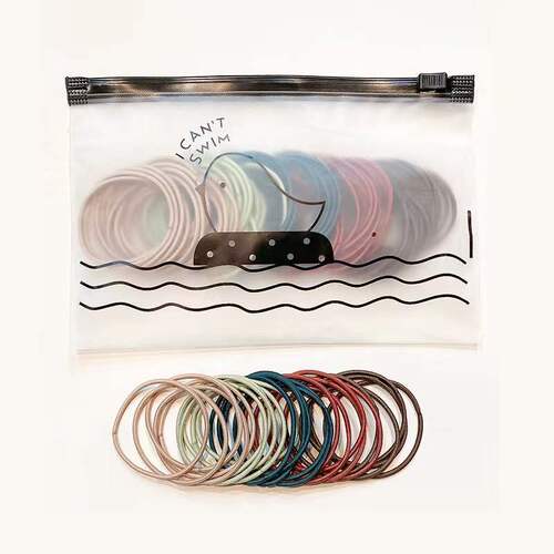 Korean style simple rubber band hair rope for girls to tie their hair with high elasticity mixed color hair accessories zipper bag hair band for girls