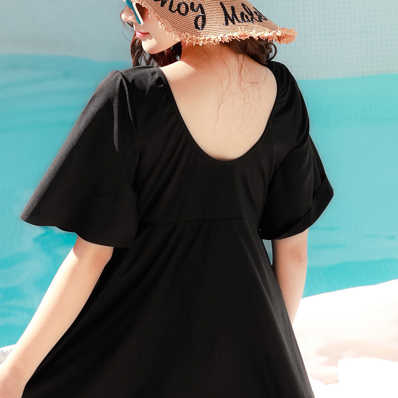 Traje de baño de las mujeres más el tamaño de moda suelta adelgazamiento traje de baño grande pecho push up vestido de una pieza traje de baño de aguas termales