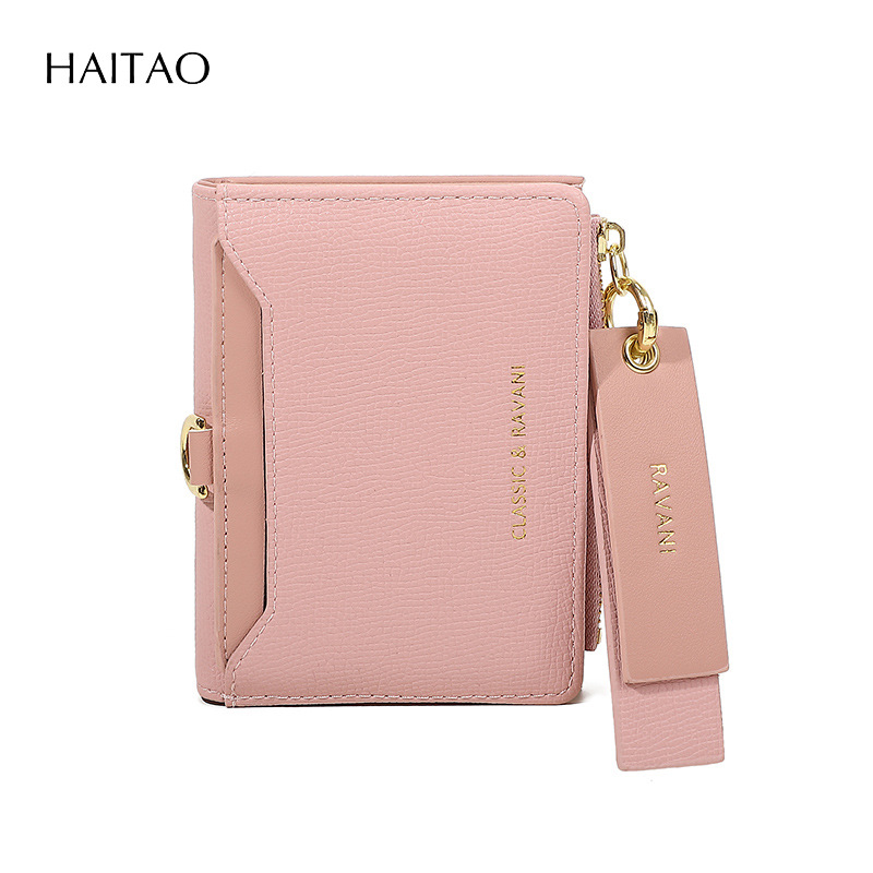 2025 nuevo tipo de bolso con tarjetas se puede colgar sin cuerdas, cartera corta doblada dos veces, bolso de cambio, bolso de tarjetas, viento