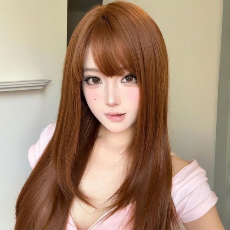 Connie Wig [Honey Orange] Γυναικεία πορτοκαλί-καφέ ψηλό στρώμα vintage γιαπωνέζικου στιλ ίσια μακριά περούκα